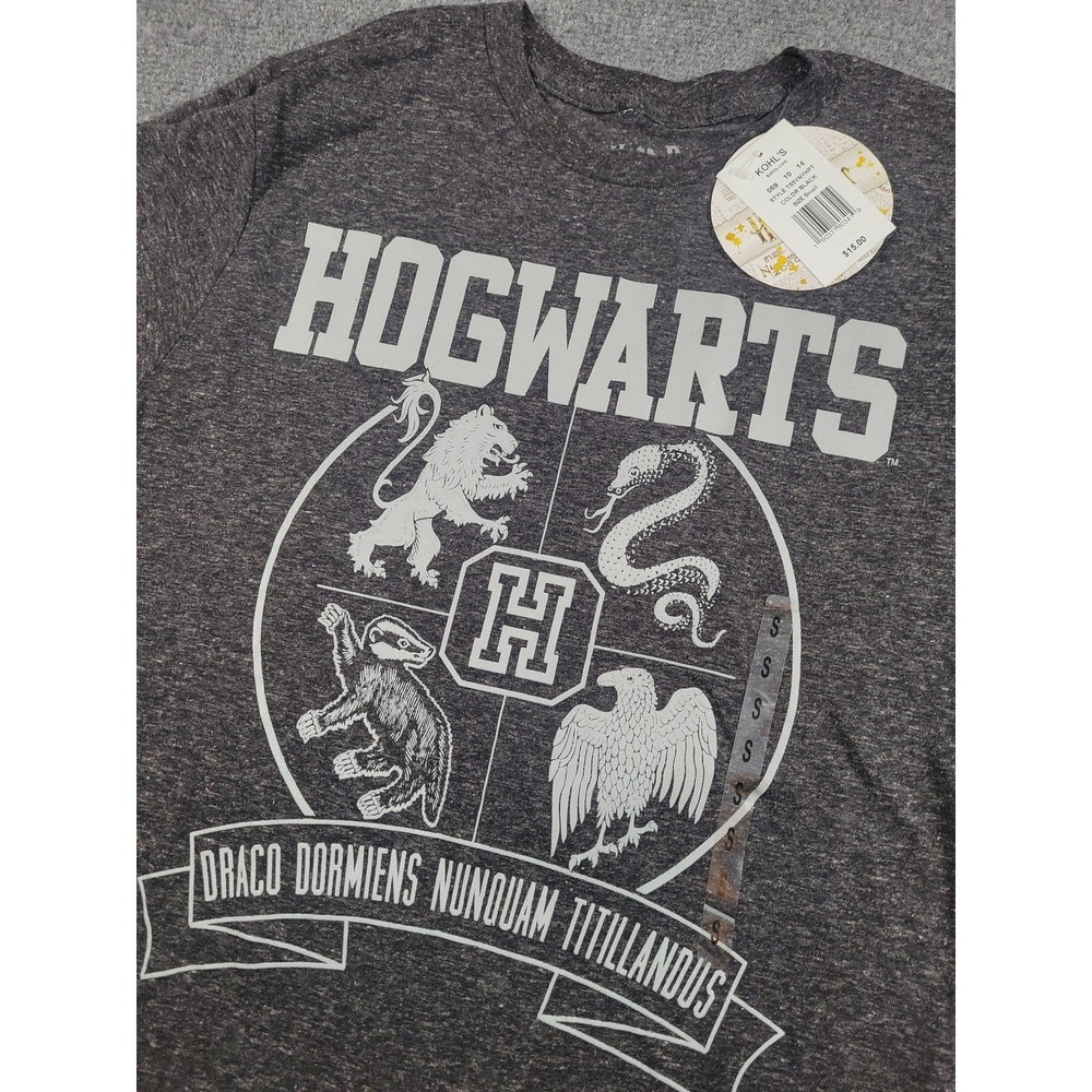 Harry‎ Potter Hogwarts T-Shirt Womens Small Gray Crest Graphic Tee NEW TSSNYHPT